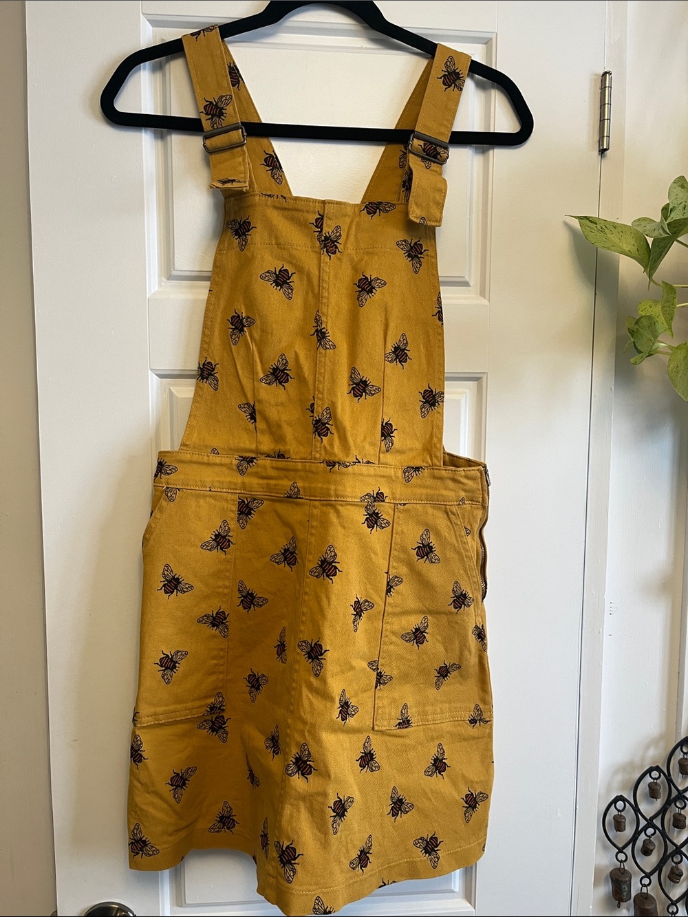 Women's Mustard Bee-Print Pinafore Skirt
